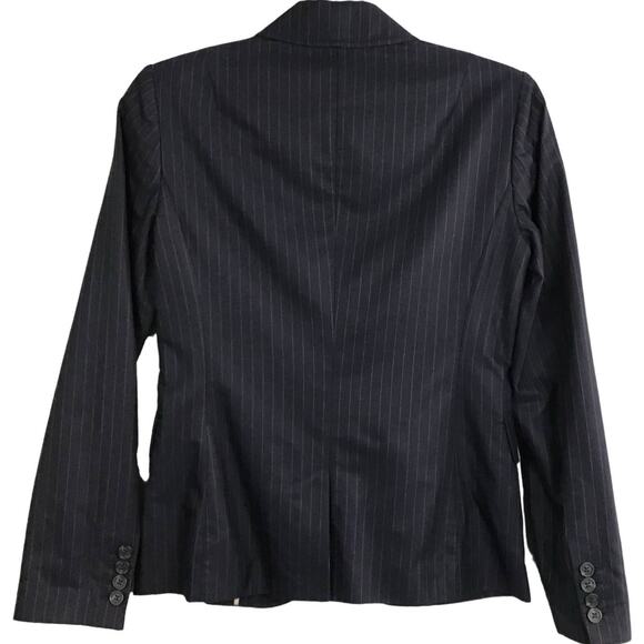 J CREW Classic Dark Navy Blue Gray Pinstripe Tailored Jacket Blazer sz 0 - Picture 3 of 7